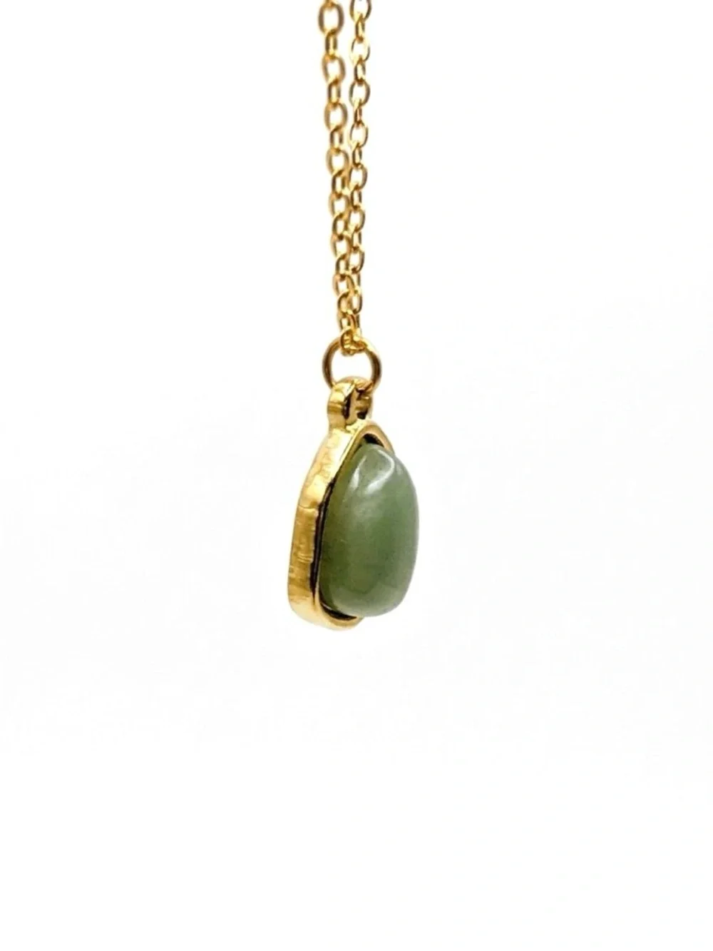 NWT 18K Gold Plated Jade Pendant Necklace Boho Luxe Layering Minimalist Elegant - Picture 5 of 10